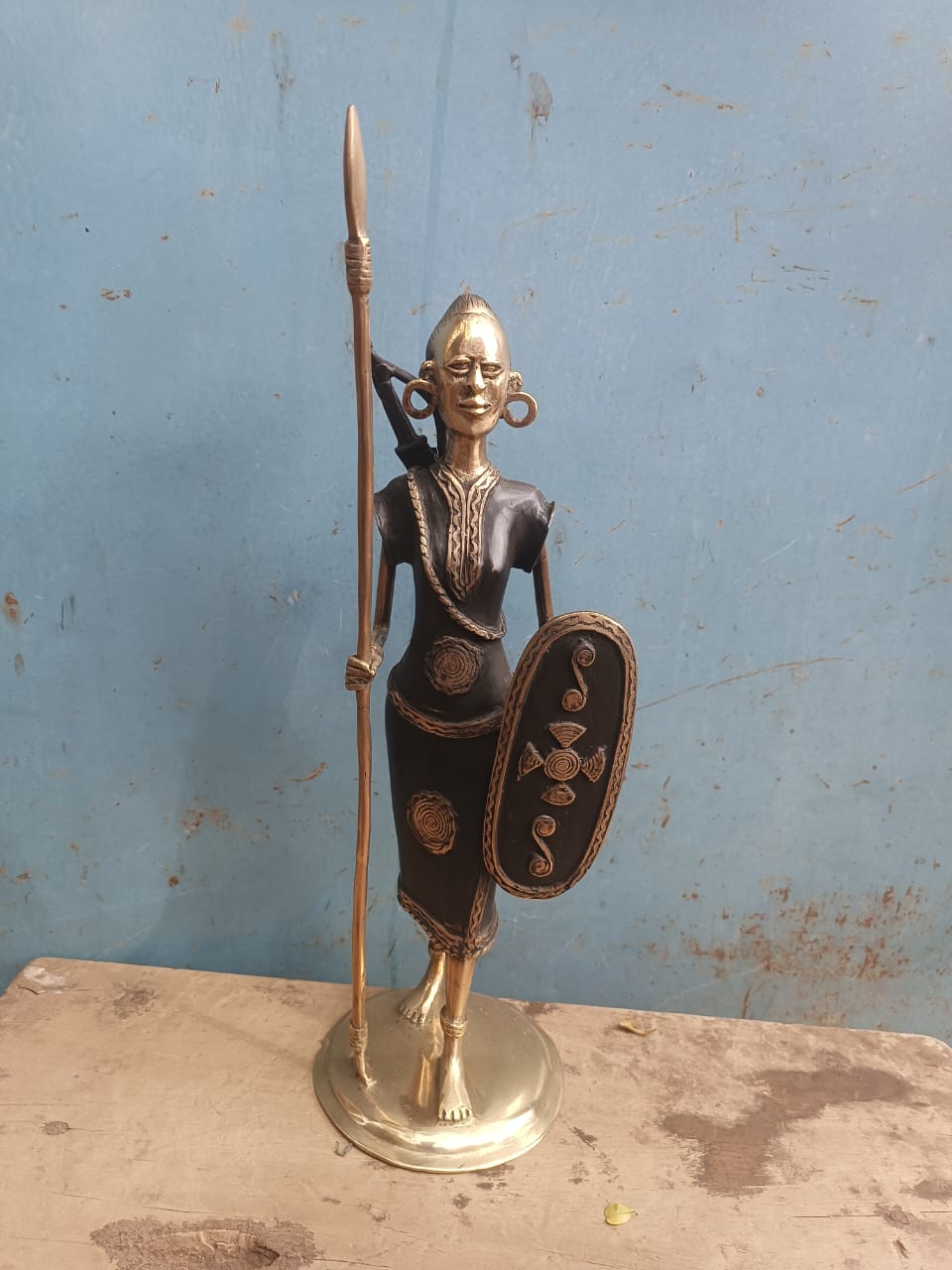 African Warrior Sculpture